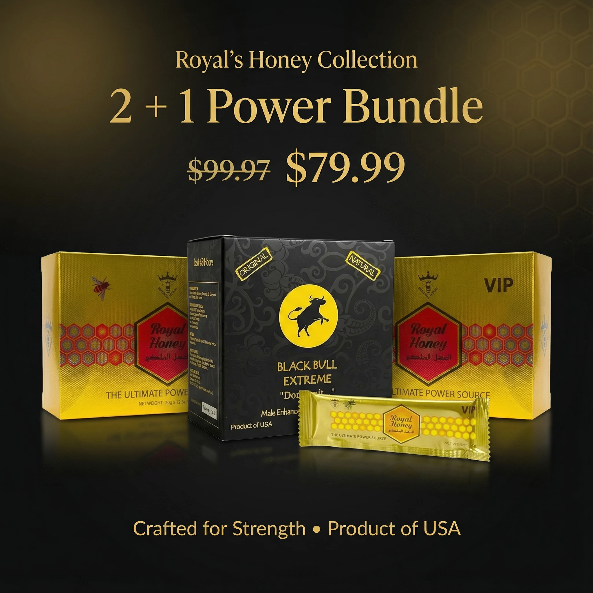 2 Packs of Royal Honey & 1 Pack of Black Bull Honey - Image 2